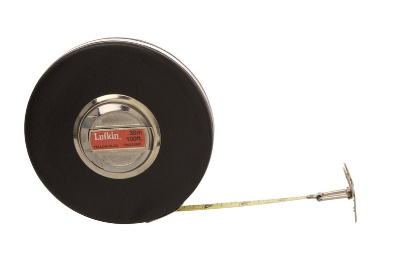 Crescent Lufkin 3/8" x 30m/100' Banner SAE/Metric Yellow Clad Dual Sided Tape Measure - HW226ME , Brown